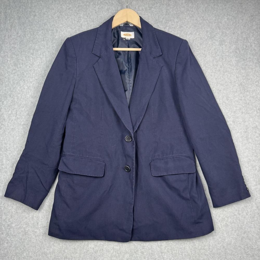 Talbots Blazer Womens 10 Navy Blue 100% Silk 2 Button‎ Lined Professional Career